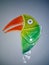 Toucan parrot tropical stained coloured glass grey orange green