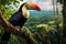 Toucan in the rainforest of Costa Rica, Central America, Toucan overlooking the Amazon rainforest, AI Generated