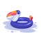 Toucan, tropical bird shape inflatable swimming pool ring.