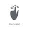 Touch and downward sliding gesture icon. Trendy Touch and downward sliding gesture logo concept on white background from Hands co