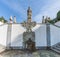 Touch Fountain and Solomon Statue at Five Senses Stairway at Sanctuary of Bom Jesus do Monte - Braga, Portugal