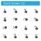 Touch gestures flat gray icons set of 16
