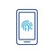 Touch ID in Cellphone Line Icon. Fingerprint Identification on Mobile Phone Sign. Finger Print Scanner on Smartphone