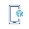 Touch ID in Cellphone Line Icon. Fingerprint Identification on Mobile Phone Sign. Finger Print Scanner on Smartphone