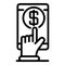 Touch money loan icon, outline style