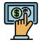 Touch money tablet icon color outline vector