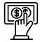 Touch money tablet icon, outline style
