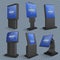 Touch screen computer terminals, lcd standing monitor of information kiosks vector set