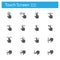 Touch Screen flat gray icons set of 16