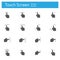 Touch screen flat gray icons set of 16