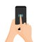 Touch screen hand gestures. Flat colored icon with movement of finger isolated vector illustration. Hand touchscreen
