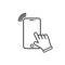 Touch screen smartphone sign icon. Hand pointer symbol or vibration, phone ringing on an isolated white background. EPS 10 vector