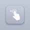 Touching two fingers left, gray vector button with white icon