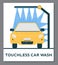 Touchless and automatic car wash service, poster template - flat vector illustration.