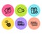 Touchpoint, Copyright chat and Add gift icons set. Cogwheel timer, Free delivery and Ram signs. Vector