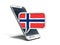 Touchscreen smartphone and Speech bubble with Norwegian flag