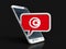 Touchscreen smartphone and Speech bubble with Tunisian flag