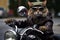 Tough Biker Cat Sits on a Motorcycle. Generative By Ai