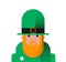 Tough cartoon flat icon Leprechaun St Patricks Day character,avatar for irish holiday