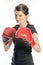 Tough woman boxing