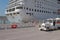 Toulon, France - Jul 01, 2019: Cruise liner and tourist `locomotive` in port