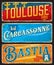 Toulouse, Carcassonne, Bastia French city stickers