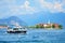 Tour boat navgating on Lake Maggiore beautiful scenery Italy