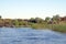 Tour boat in the Okavango Delta