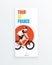 Tour de France men`s multiple stage bicycle race social media story template with bike racer on red circle background