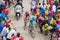 Tour of Italy: Cyclists racing on mountain dirt road