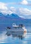 Tour ship sailing at beagle channel, ushuaia, argentina