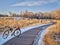 Touring bicycle on a trail in late fall or winter scenery