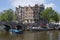 Touring boat at the Brouwersgracht on a sunny day