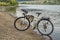 Touring or gravel bicycle on lake shore