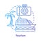 Tourism blue concept icon. Hospitality industry idea thin line illustration. Journey, travel. Touristic agency service