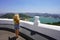 Tourism in Brazil. Traveler woman with hat in Vila Velha city, Vitoria metropolitan region, Espirito Santo, Brazil