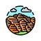 tourism mountain landscape color icon vector illustration
