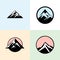 Tourism mountain symbol logo set concept. Travel camp adventure holiday silhouette nature icon label camping center top