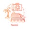 Tourism red concept icon. Hospitality industry idea thin line illustration. Journey, travel. Touristic agency service