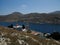 Tourism - View of the bay of mediterranian island. View of church.