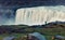 Tourist admiring view of falling water of the most powerful wate