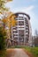 Tourist attraction treetop path at Grunberg mountain Gmunden, austria in autumn