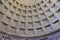 Tourist attractions in Rome, Italy. Pantheon, inside the magnificent dome of the Roman temple