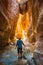 Tourist in Avakas canyon, Cyprus