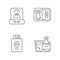 Tourist baggage for travel linear icons set