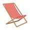 Tourist or beach folding chair. Equipment for camping, car travel, garden, beach. A piece of outdoor furniture. Flat vector