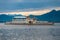 Tourist boat drives at Chiemsee in Bavaria, Germany