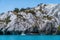 Tourist Boat Exploring the Marble Caves, Chilean Patagonia, South America