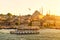 Tourist boat floats on the Golden Horn in Istanbul