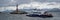 Tourist Boat near Les Eclaireurs Lighthouse in the Beagle Channel, Tierra del Fuego, southern Argentina